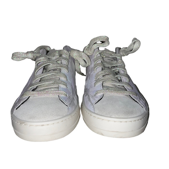 p448 Rare Silver White Iridescent Camo Design Sneaker Size 5-5.5 - Picture 2 of 10